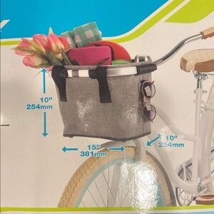 Gray Bicycle Basket with Black Straps